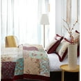 thumbnail image 5 of DaDa Bedding Bohemian Burgundy Red Velvet Trim Floral Paisley Patchwork Cotton Bedspread Set (JHW-868), 5 of 11
