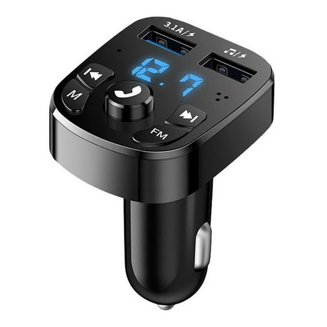 Kit de Voiture Émetteur FM Bluetooth Sans Fil - Chargeur USB Double, Appels Mains Libres, Lecteur MP3, Réduction de Bruit, 12V-24V