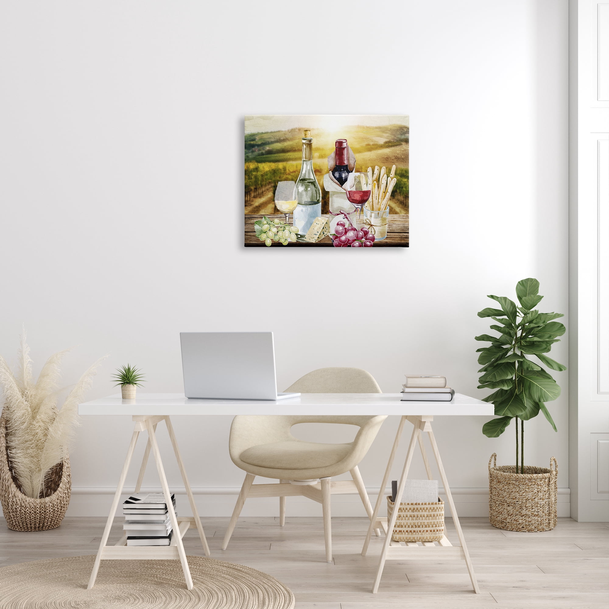 Stupell Industries Wine in Vineyard Landscape Food & Beverage Painting Gallery Wrapped Canvas Print Wall Art, 30 x 24