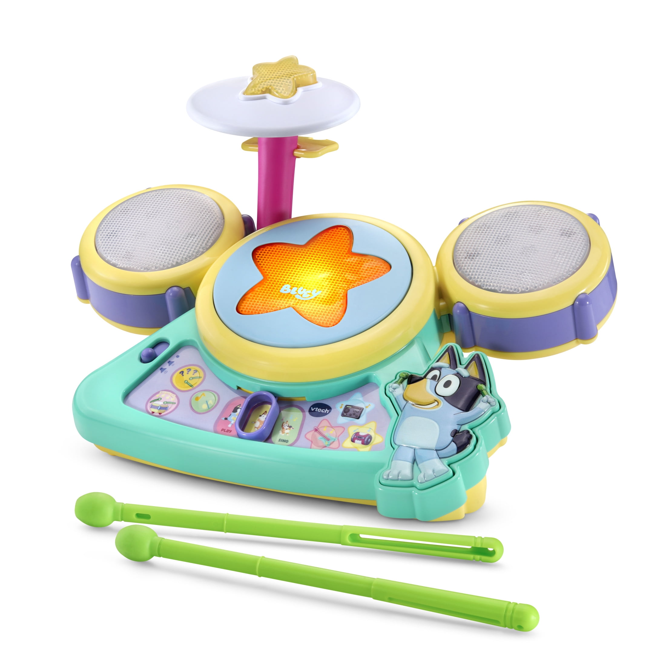VTech Bluey Hooray Drum Set with Accessories, Baby and Toddler Toys