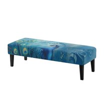 Whosucclay Peacock Floral Print Rectangle Bench Covers, Comfortable Dining Bench Slipcover Easy to Clean Bench Seat Furniture Protector Stain Resistant Bench Cushion Cover