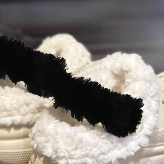 GAXIRE 4Pcs Hole Shoes Black Detachable Plush Heel Strap Shoe Straps For Heels Comfortable For Adults