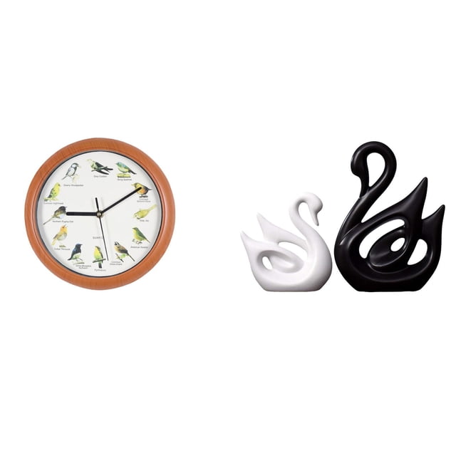 Reloj De Pared De Pájaro Cantor, Figura De Pareja De Cisnes De Porcelana, Escultura Decorativa, Reloj Colgante, Elegante Figura Coleccionable De Animal Para Oficina, Cocina, Decoración Del