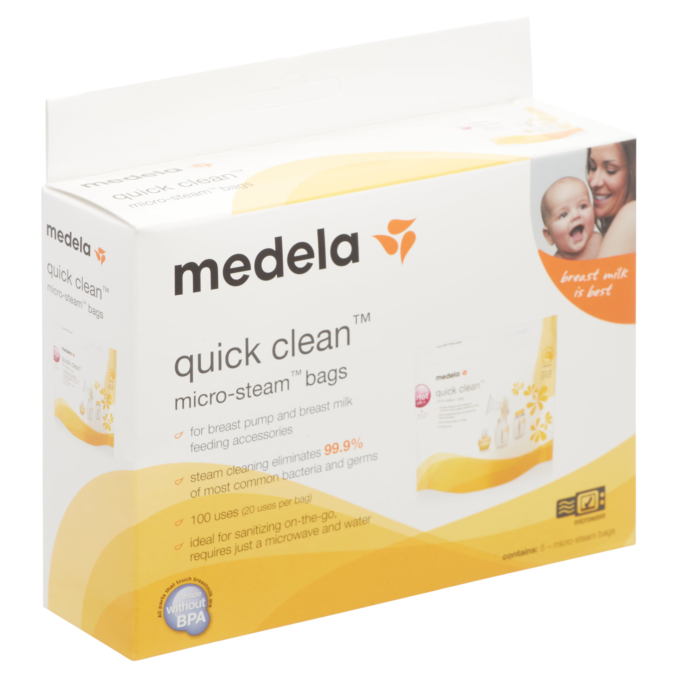 Medela Quick Clean MicroSteam Bags, Sterilizing Bags for Bottles Breast  Pump Parts Eliminates 99.9 of Common Bacteria Germs Disinfects Most  Breastpump
