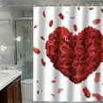 thumbnail image 5 of Valentine Decor Red Rose Heart Shower Curtain 4 Piece Bathroom Set Romantic Holiday Decorations Valentine's Day Gifts Home Makeover, 5 of 9
