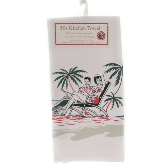 Red And White Kitchen 24.00In Beach Day Kitchen Towel, Cotton, Ocean Sand 100% Cotton Vl103