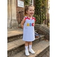 thumbnail image 6 of BemeyourBBs Toddler Baby Girl Back to School Dress Kids Kindergarten Outfits Toddler Girl Summer Tank Dress Sleeveless 2 3 4 5 6 7 Years Apple Embroidery Striped Bow Decor A-Line Dress, 6 of 9