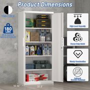 Marcree 71''H Metal Storage Cabinet for Garage, White Steel Cabinet with Doors and 4 Shelves,Tool Organizer for Garage Systems Storage Lockable File Storage for Home Office, Classroom
