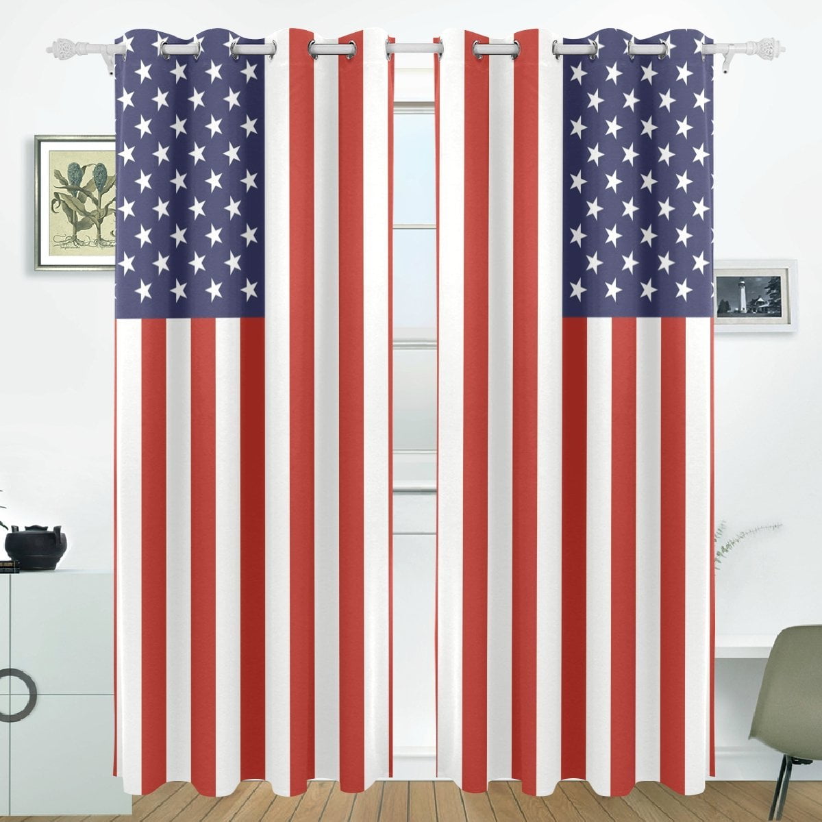 POPCreation American Flag Window Curtain Blackout Curtains Darkening