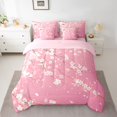 thumbnail image 2 of jejeloiu Pink Flowers 7pcs Bedding Comforter Set,Japanese Sakura Queen Bedding Sets,Cherry Blossoms Queen Sheet Sets For Girls,Uper Cozy Room Decor Reversible, 2 of 8
