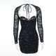 thumbnail image 5 of Falda Vestido ajustado para mujer Vestido de manga larga con cuello redondo Vestido corto sexy Ropa de fiesta Kuymtek Negro L para Mujer, 5 of 9