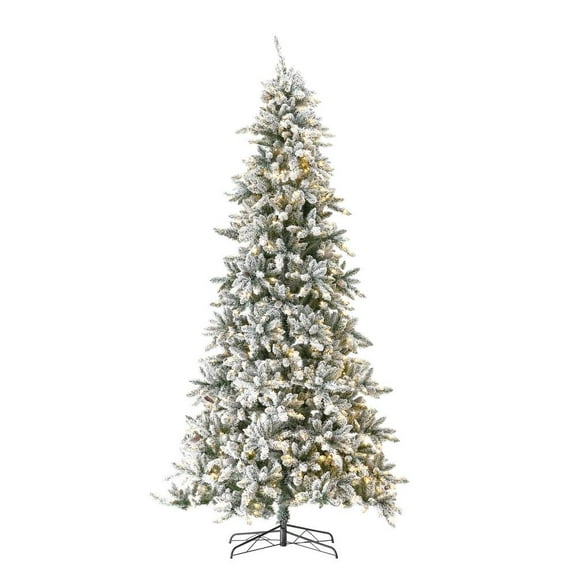 Nearly Natural 10ft. Flocked Livingston Fir Artificial Christmas Tree with Pine Cones