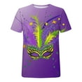 thumbnail image 4 of YueHuiYing Mardi Gras Shirts Women Casual Loose Carnival Graphic T-Shirts Outfit Gifts Holiday Round Neck Shirt Tees, 4 of 6
