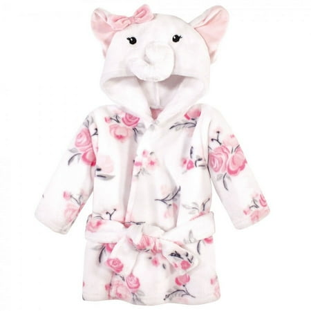 UPC: 0660168525670 | Hudson Baby Infant Girl Plush Animal Face Bathrobe  White Elephant  0-9 Months