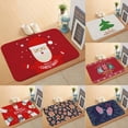 thumbnail image 3 of Langgg Red Christmas Flannel Carpet Santa Claus Floor Mat Xmas Tree Cartoon Floor Protector Skid Resistance Rug, 3 of 8