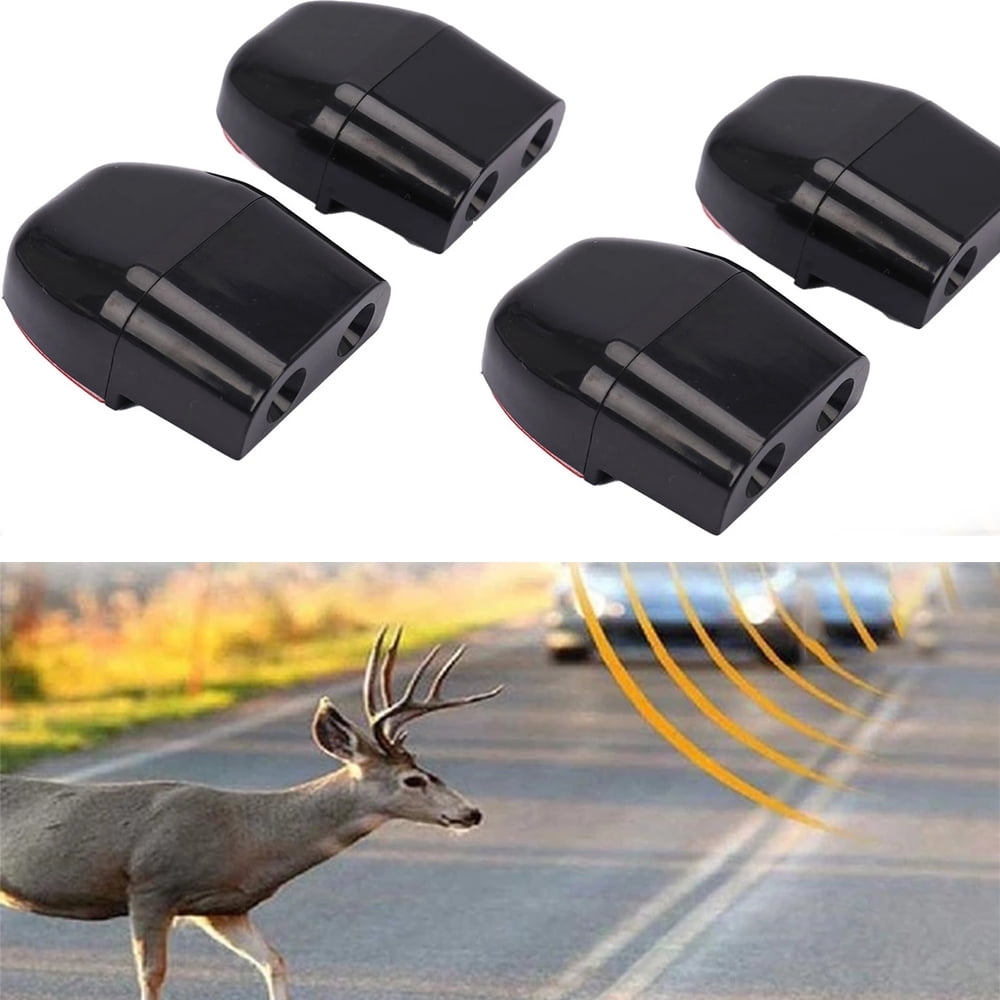 Top-Max Deer Whistles Black 4PCs with Extra Adhesive Tapes, Save a Deer Whistles Widelife Warning Devices, Universal for Cars, SUV, Truck, Motorcycle, RV and More, SALES 30% Off Discount