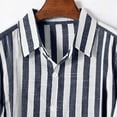thumbnail image 5 of Qwertyu Men's Linen Shirts Short Sleeve Striped Casual Shirts Button Down Shirt Hawaiian Beach Summer Shirt Dark Blue 2XL, 5 of 7