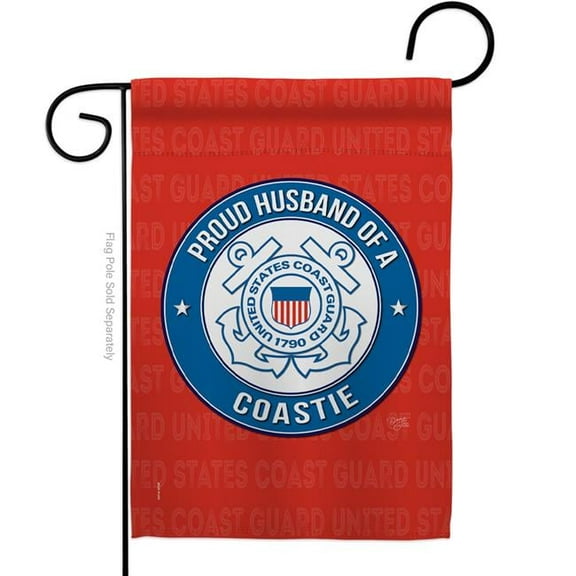 Breeze Decor G158562-BO Proud Husband Coastie Garden Flag Armed Forces Coast Guard 13 x 18.5 in. Double-Sided Decorative Vertical Flags for House Decoration Banner Yard Gift