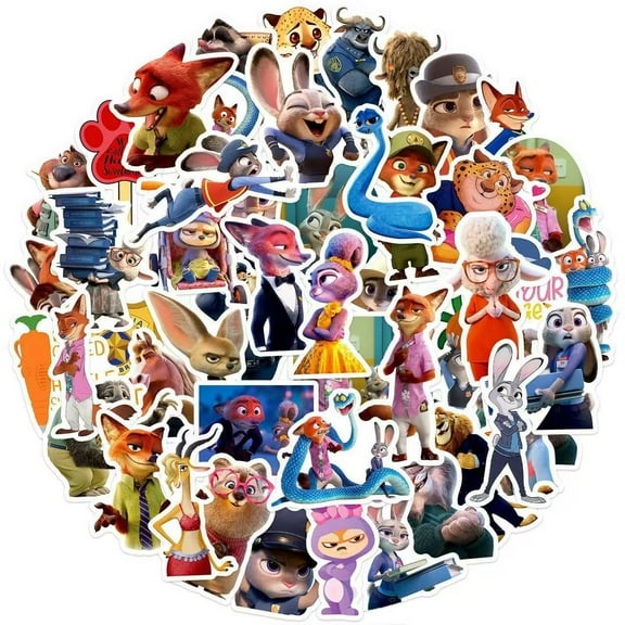 52pcs Zoo-topia Stickers New Movie Cartoon Stickers Creative Anime Stickers for Water Cup Luggage Bag