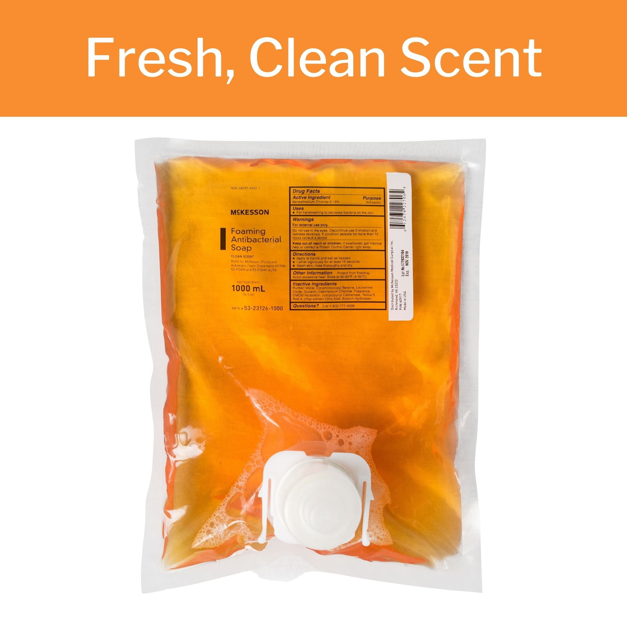 McKesson Antibacterial Soap, Foaming Hand Soap - Clean Scent, 1000 mL, 4 Ct
