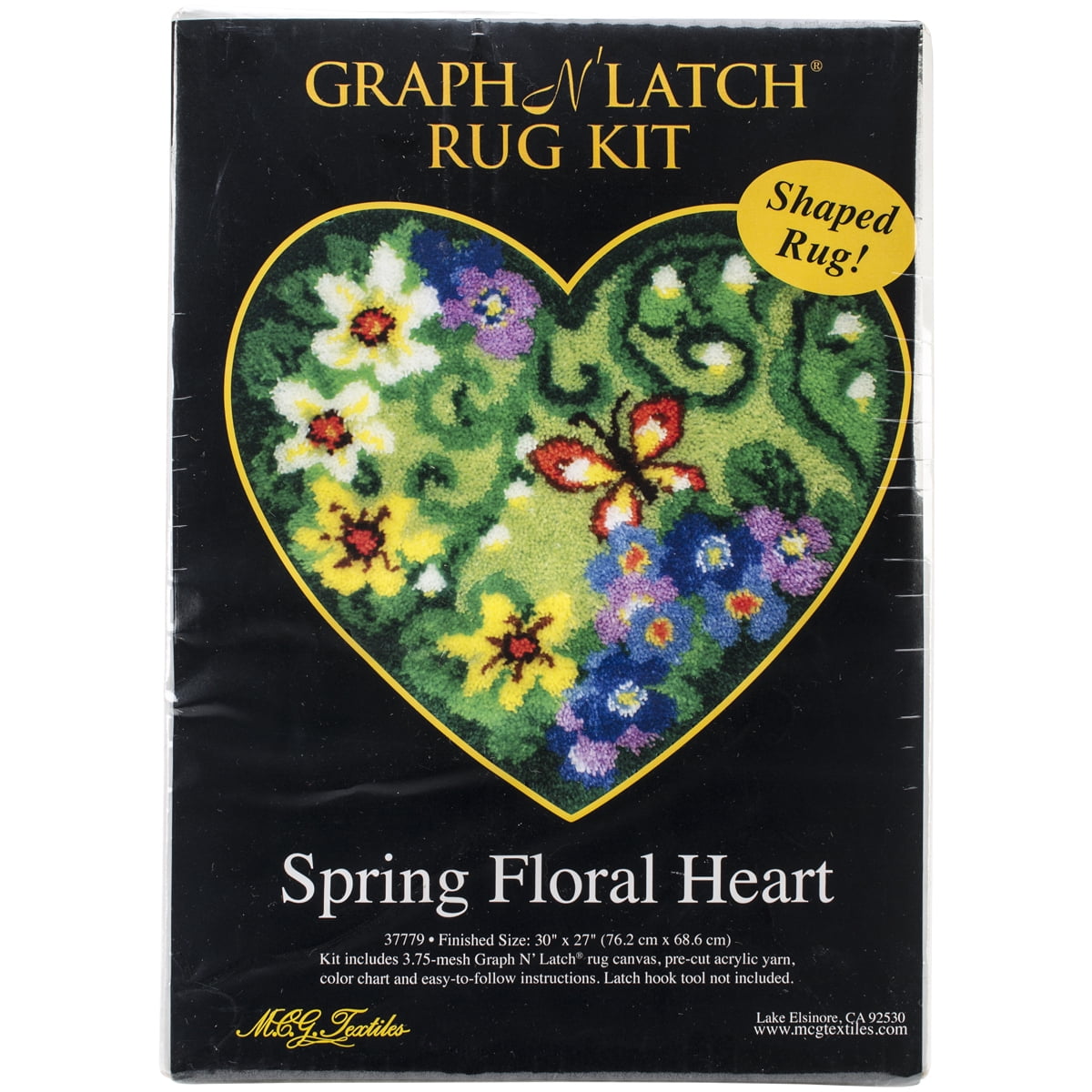 Shaped Latch Hook Kit, Spring Floral Heart