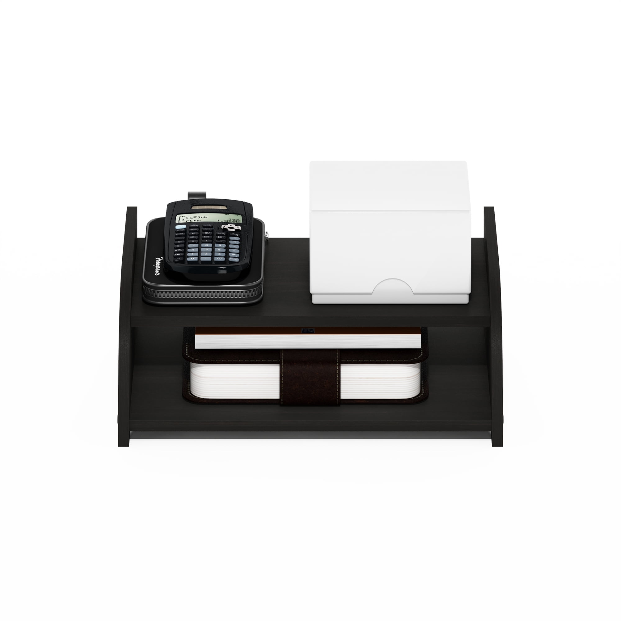 Furinno CLASSIC Desk Organizers and Accessories, 2-Tier Monitor Riser, Office Organization, Desk Top Book Shelf, for Office Supplies, Office Desk Accessories, Dark Espresso