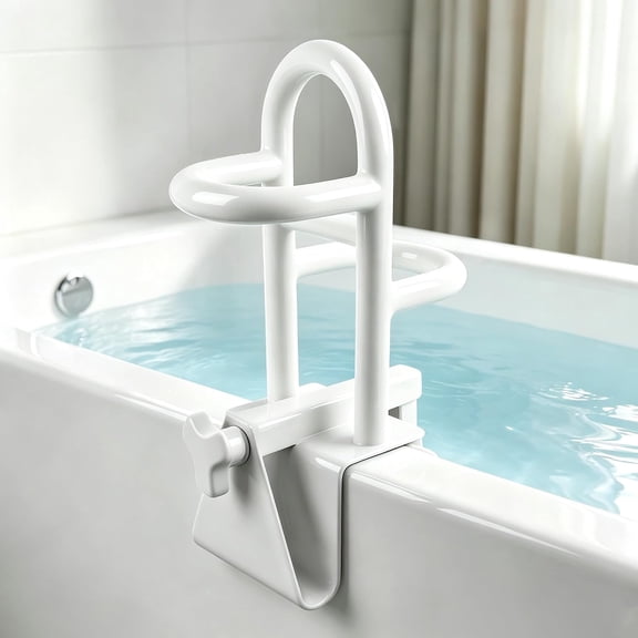 Adjustable Bathtub Safety Rail, No-Drill Shower Grab Bar for Elderly, 330 lbs Capacity, Upgraded Version