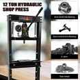 thumbnail image 6 of Hydraulic Press, 12 Ton H-Frame Garage Floor Adjustable Shop Press With Stamping Plates To Bend, Straighten, Or Press Parts, Install Bearings & U-Joints, 6 of 6
