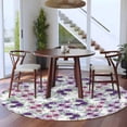 thumbnail image 3 of Purple Pink Roses Round Area Rug 7Ft Washable Circle Rugs for Dorm Laundry Room, Spring Floral Elegant Pastoral Botanical Non-Slip Carpet Floor Mats Indoor Outdoor Carpet Runner Aesthetic Home Decor, 3 of 8
