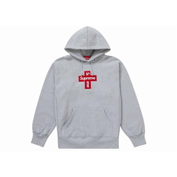 Supreme Men's Cross Box Logo Hooded Sweatshirt Heather Grey, from StockX