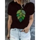 thumbnail image 1 of Women's Distressed Leaf Print T-Shirt - Casual Crew Neck Short Sleeve, Comfortable Summer Top, Polyester Blend, Machine Washable, All-Season Wear, Casual Summer Top | Trendy Casual Style | Stretchabl, 1 of 6