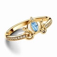 thumbnail image 4 of 925 Sterling Silver Princess Blue Zircon Carriage Ring Women Finger Ring For Party Jewelry, 4 of 5