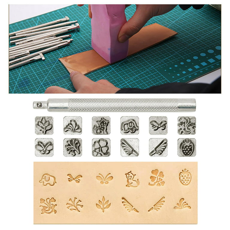 12 Leather Stamping Tools, Leather Work Saddle Making Stamp Set, Special  Shape Stamp Punch Set, , Animal and , 96mm Animal and Plant 