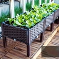 thumbnail image 5 of 3pcs Elevated Garden Bed with Feet, Classic Woven Black Plastic Flower Pot, Suitable Outdoor Use-Flowers, Vegetables, Vanilla Lightweight and Durable, Multi-Component Design, Raised Garden Bed, 5 of 13