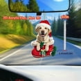 thumbnail image 4 of HomeKingdee Labrador Retriever 2D Flat Christmas Ornament, Yellow Lab in Red Santa Gift Bag Pine Tree Decor, Hanging House Charm Eve Keepsake, Car Rear View Mirror Accessories, Xmas Gift, 4 of 5