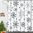 thumbnail image 1 of Winter Christmas Snowflake Shower Curtain, Xmas New Year Flakes Frost Holiday Cloth Fabric Shower Curtains for Bathroom Decor Durable Polyester Waterproof Set with 12 Hooks, 72x72 inches, 1 of 6