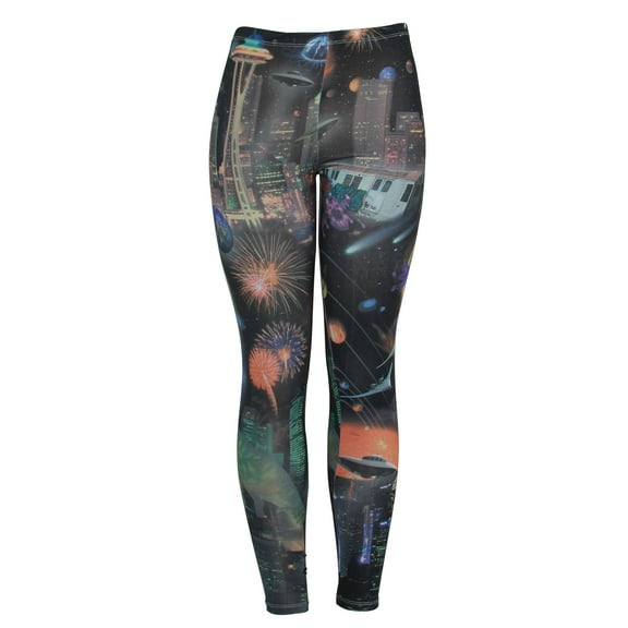 Dinosaurs Fireworks and Aliens Ladies Basic Leggings Shear Tights