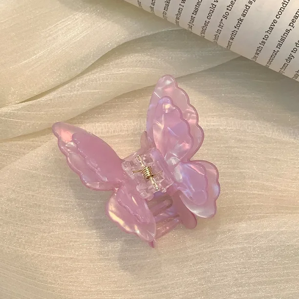 Pinza para el pelo con diseño de mariposa de hadas, estilo francés retro de acetato, con forma de cangrejo, pinza para el pelo de princesa dulce y tiburón para mujer y niña, accesorios para el cabello