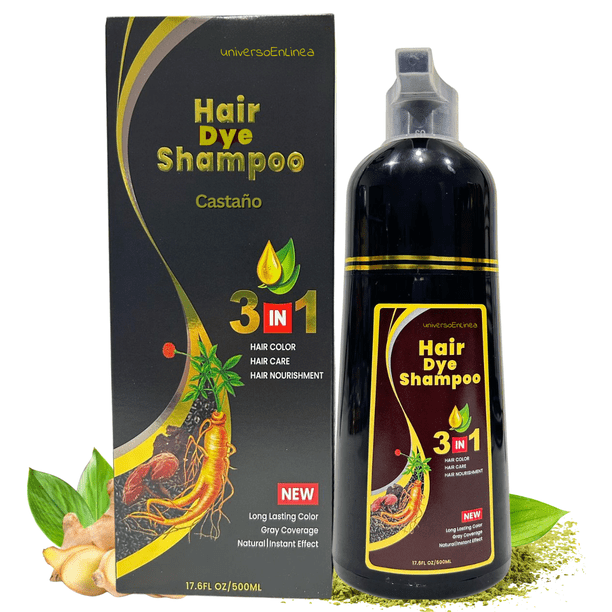 Shampoo Cubre Canas Natural Tinte Retoque Cabello 500ml Castaño