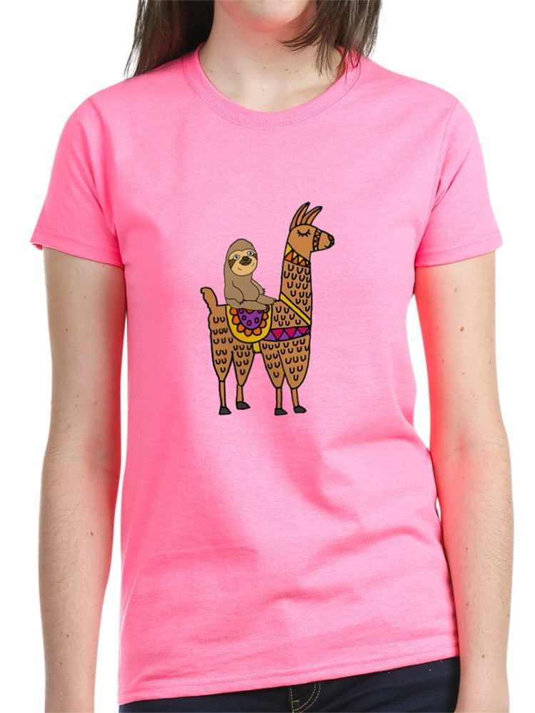 CafePress Cute Sloth Riding Llama T Shirt Slim Fit TShirt 175691132