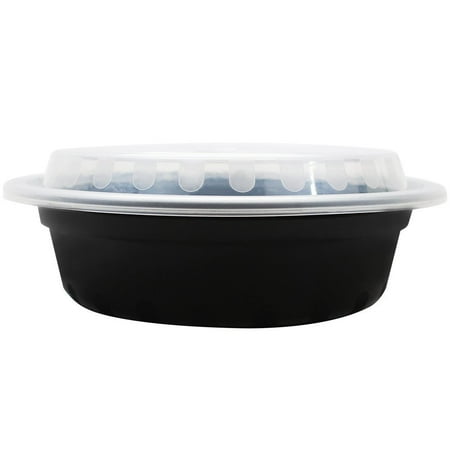 - Round 16oz Plastic Microwaveable Food Containers (Black) w/ Clear Airtight Lids Pack of 15 - Microwave/Dishwasher Safe [ 6.2