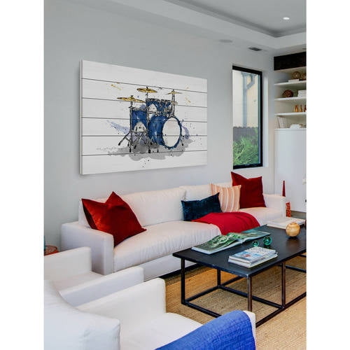 Marmont Hill "Drum Bleu Royal" by Marie-Eve Pharand Painting Print on White Wood
