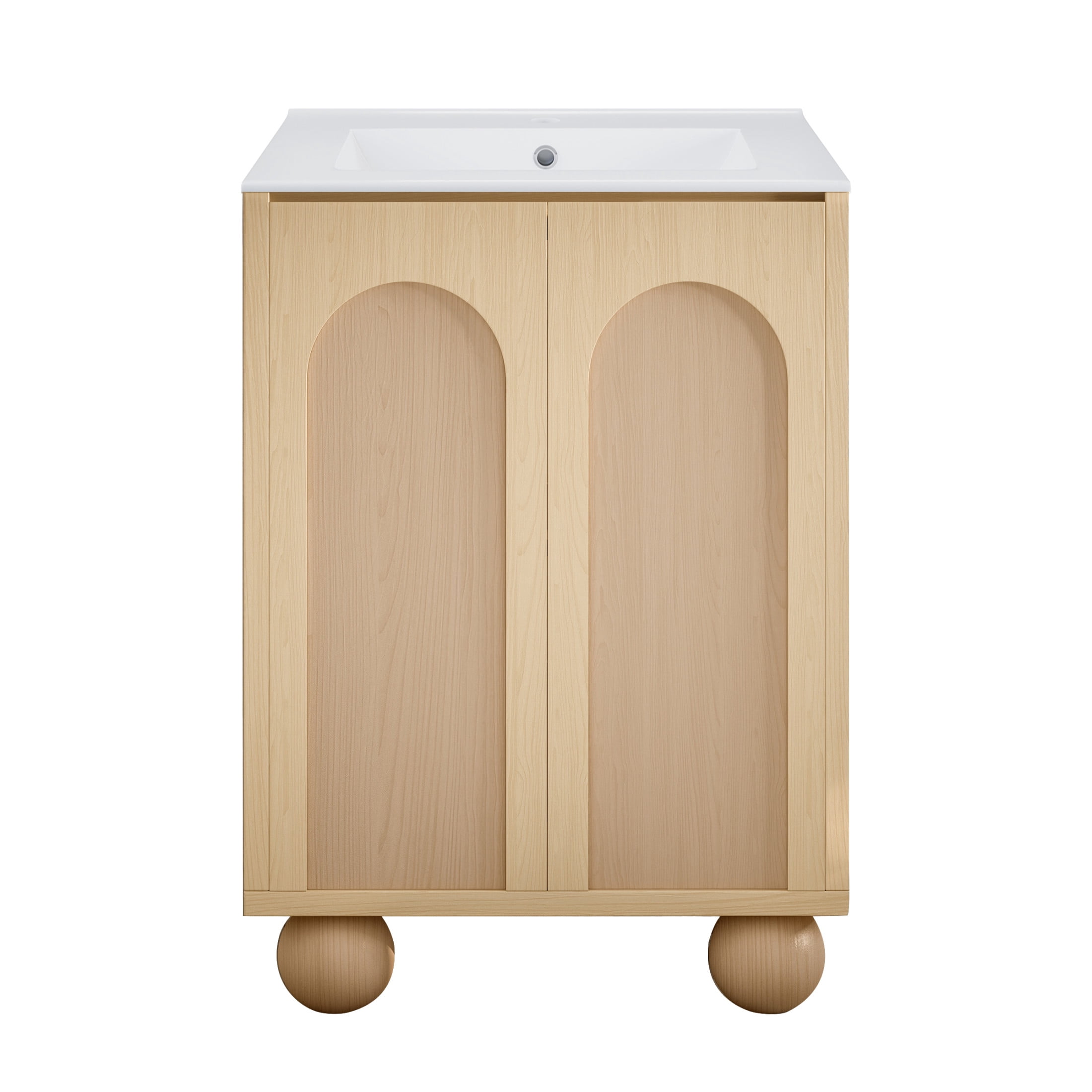 Plaisir II 24" Freestanding Bathroom Vanity in Natural Oak with Sink Top