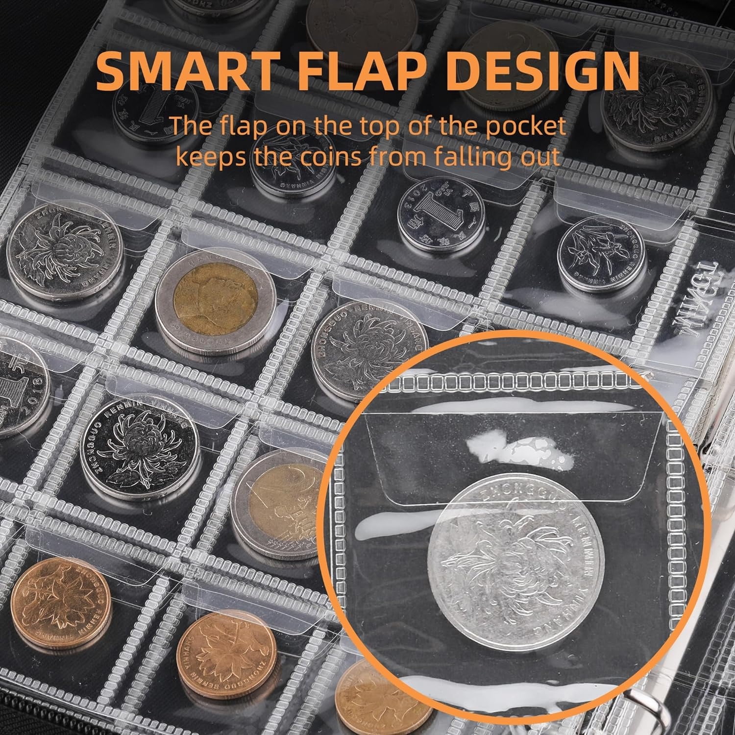 Coin Collection Book,Coin Holder Album for Collector,Fireproof Coin Organizer,Coin Collection Storage Box Case with 360 Pockets Coin Organizer Sleeves & 36 Currency Sleeves for Coin Pennies Money