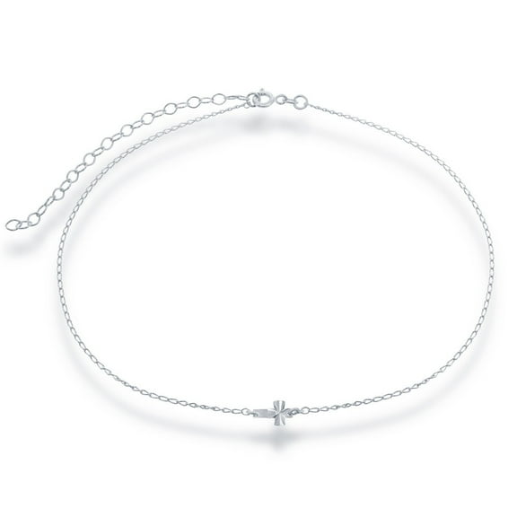 TheJewelryHut Fancy Designer Sterling Silver Center Small Sideways Cross Choker