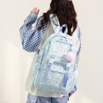 thumbnail image 4 of Aesthetic Backpack with Pendant, Star Print Laptop Backpack, Multi-layer Bookbag for Shopping Work (Blue), 4 of 7