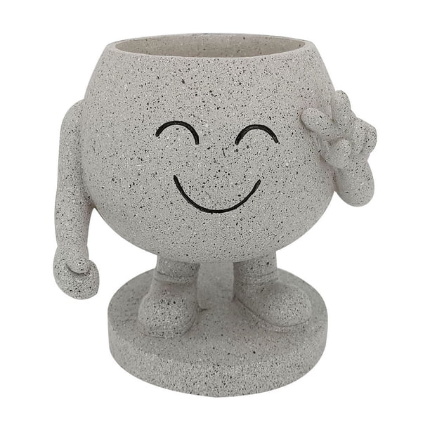 Ganfancp Biye Smiling Little Man Flower Pot Lindo Jardín Carnoso Patio Layout Plant Flower Pots Liquidación 1X Jardinera Figurita Sonriente Bier