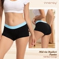 thumbnail image 5 of INNERSY Women's Cotton Mid-Rise Boxer Briefs Comfortable Boyshort Underwear 4-Pack(S,Black With Colorful Waistbands), 5 of 11