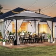 thumbnail image 5 of Costway 10x12 FT 2-Tier Patio Gazebo Canopy Netting Heavy-Duty Metal Easy-Setup Outdoor, 5 of 10
