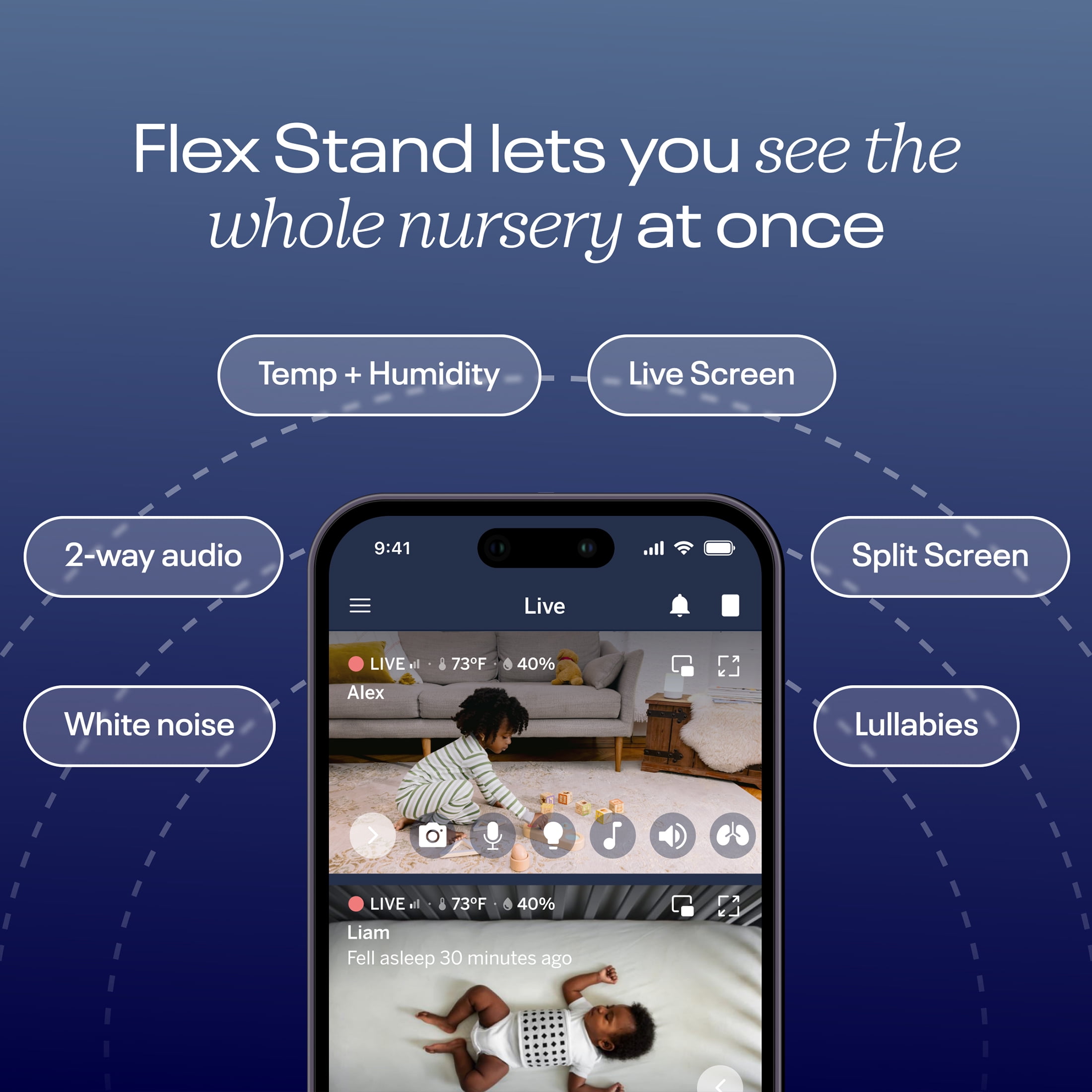 Nanit Pro Baby Monitor and Flex Stand, Provides 130° View, Portable
